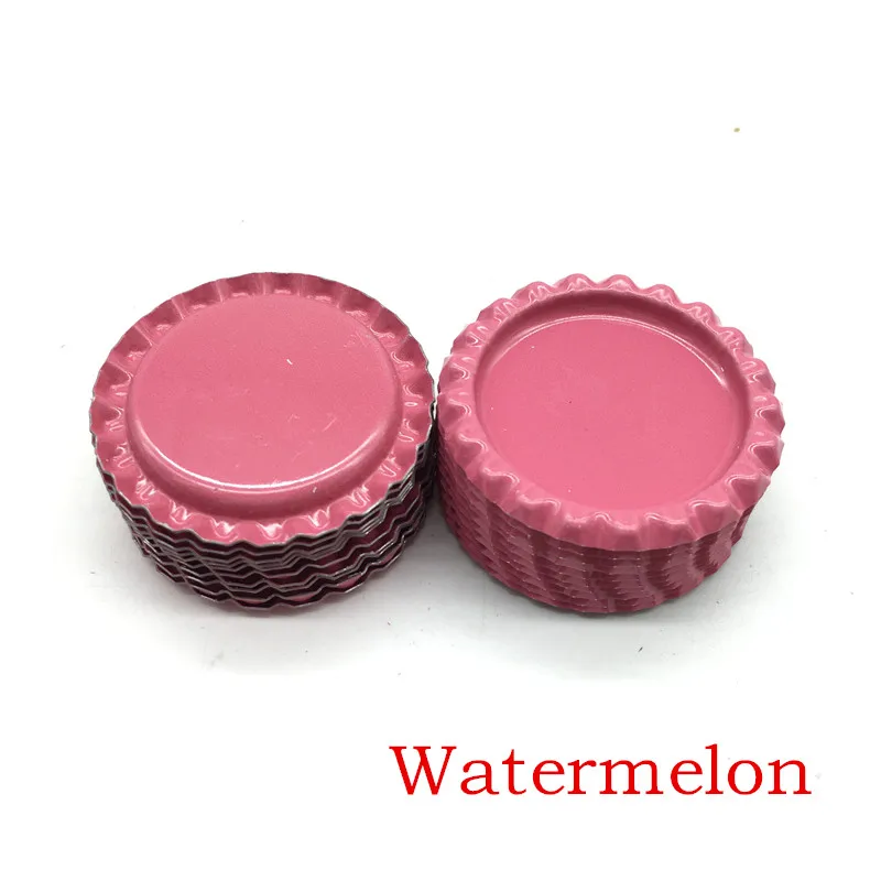 Watermelon Новое поступление, 24 цвета, с обеих сторон, металлические фланцевые крышки для бутылок без отверстий, плоские крышки для бутылок для ожерелья, украшения для волос - Цвет: Watermelon
