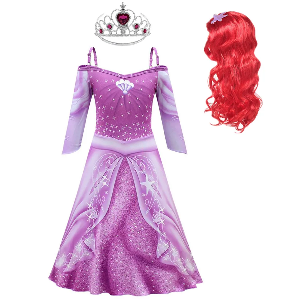 Детское платье Русалочки Ариэль нарядный костюм принцессы на Хэллоуин для