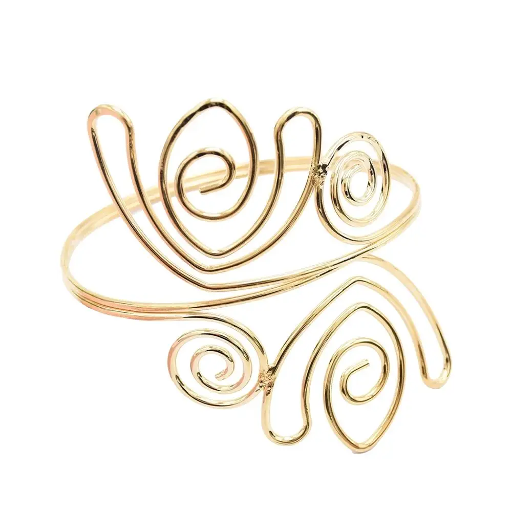 Браслет-манжета мужской спиральный с золотистыми спиралями | Украшения и