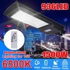 1500 Вт Светодиодный уличный фонарь на солнечной батарее IP65 936 светодиодов свет радар Датчик движения настенный светильник синхронизации + пульт дистанционного управления для сада двора на открытом воздухе