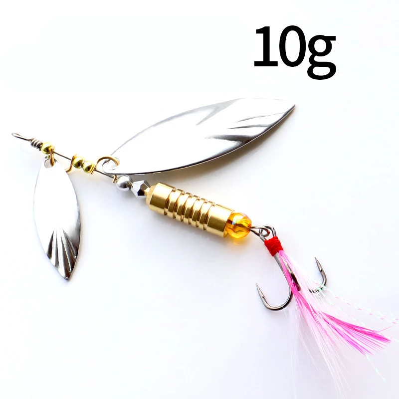 

1 Pcs Metal Sliver Rotating Sequins Spoon Lure 7g/10g Spinner Fishing Hard Bait with Feather Treble Hook Fishing Accessories