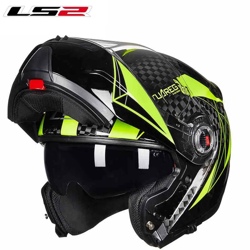 LS2 FF394 безопасный откидной мотоциклетный шлем из углеродного волокна с