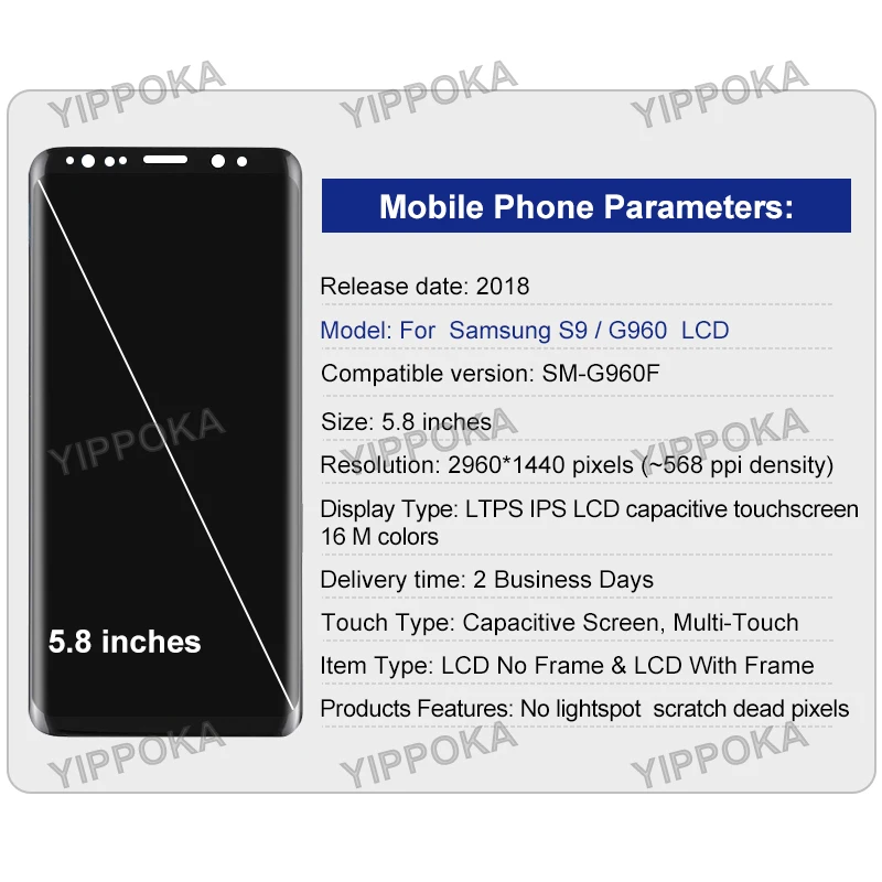 Pantalla LCD Super Amoled para Samsung Galaxy S9, digitalizador de pantalla t&aacute;ctil G960F para Samsung S9 Plus, piezas de repuesto-1
