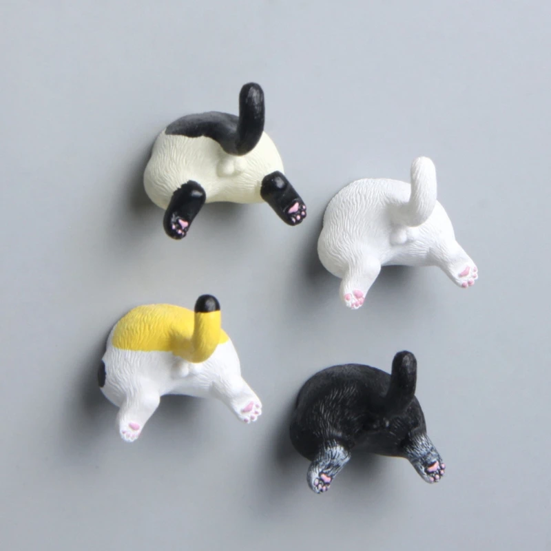 Imanes de nevera para el hogar, soporte de foto 3D con trasero de gato, creativo y realista, divertido Animal, calendario de oficina, pizarra blanca, 4 Uds.