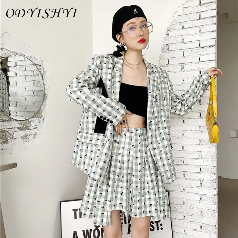 

Women Spring Autumn Hit Color Spliced Plaid Suit Female Elegant Brand Fashion Tops Ladies Casual Slim Comfortable Suits ML86