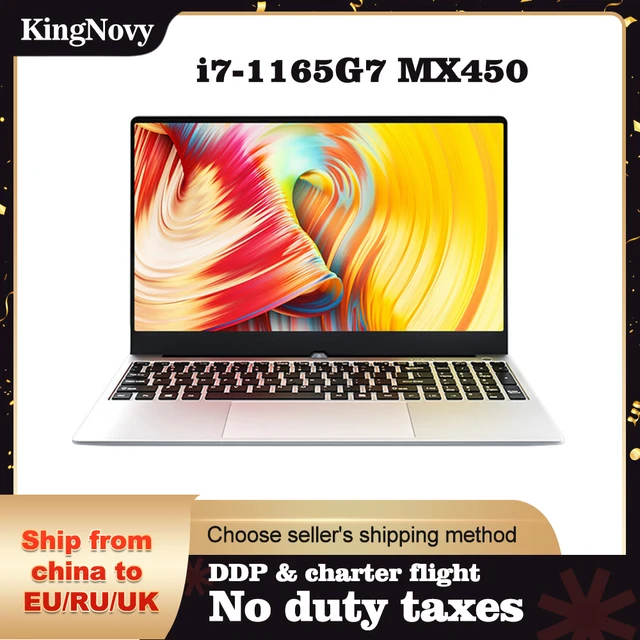 KingNovy 15.6 inch Gaming Laptop Intel i7 1165G7 i5 1135G7 MX450 2G Windows 10 Metal Notebook Computer PC Netbook WiFi BT 4*USB