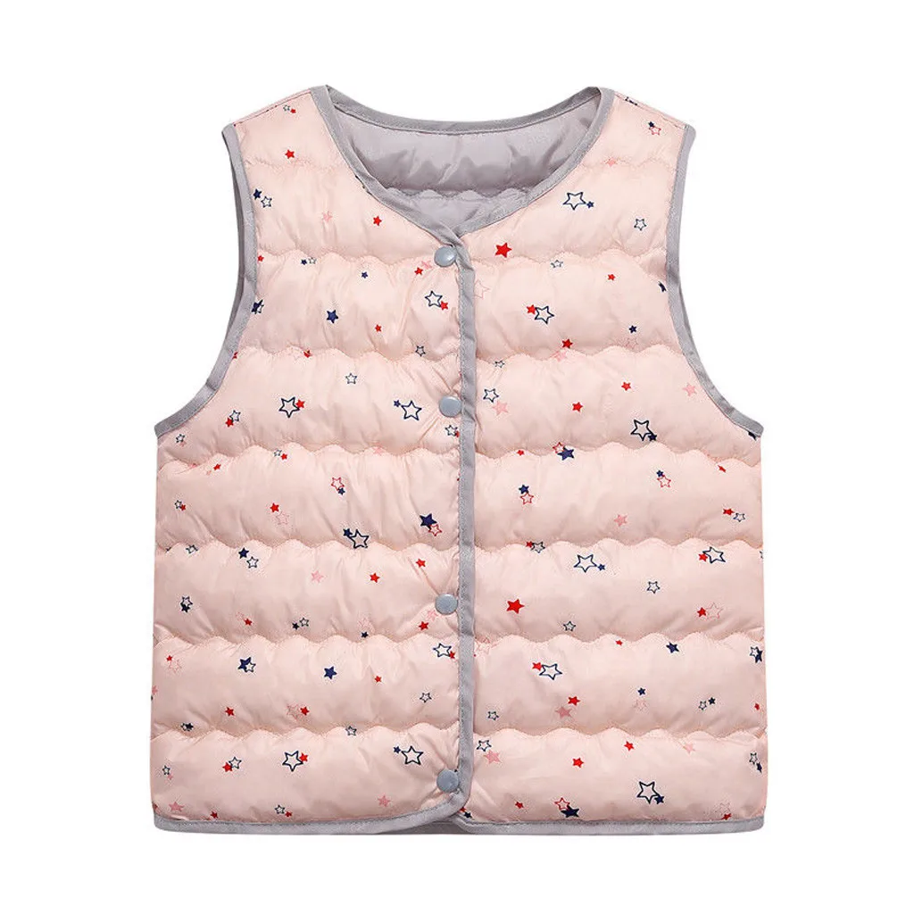 Toddler Kids Baby Girls Boys Sleeveless Print Cartoon Warm Waistcoat Cute Jacket Colorful Autumn Fashion Tops For 2-7T Kids