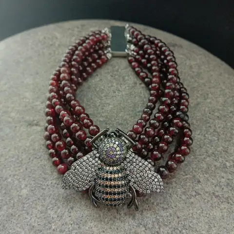 Женский винтажный браслет SETTIMANA из граната и фианита