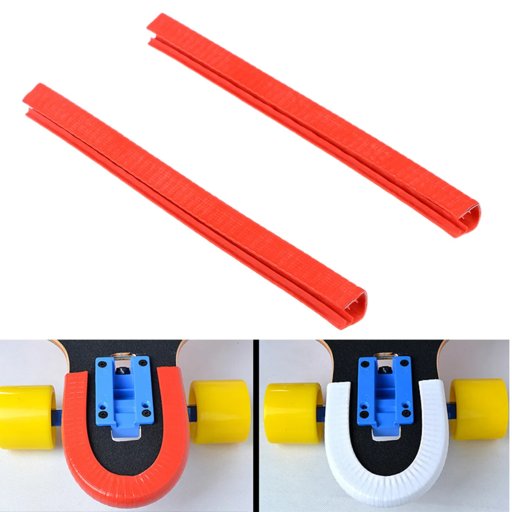 

2pcs 30cm Skateboard Deck Guards Protector Longboard Deck Edge Protection Durable Absorbing Rubber Cover (Black)
