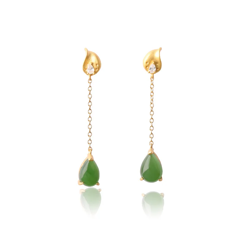 

2020 Special Offer Brinco Inlay And Tian Biyu Water Drop Earrings With Certificate Issued By A New Ancient Gilded Manufacturer