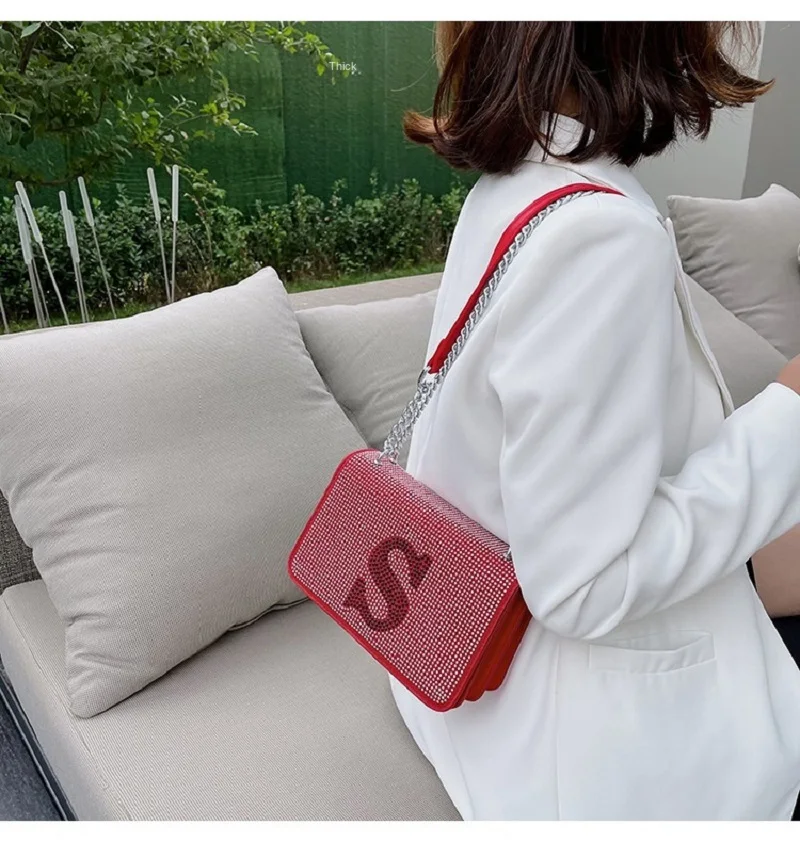 

Women's Bag Bright Diamond Chain Trendy Fashion Single Back Cross-body European And American Lady Bags Small Square Bag