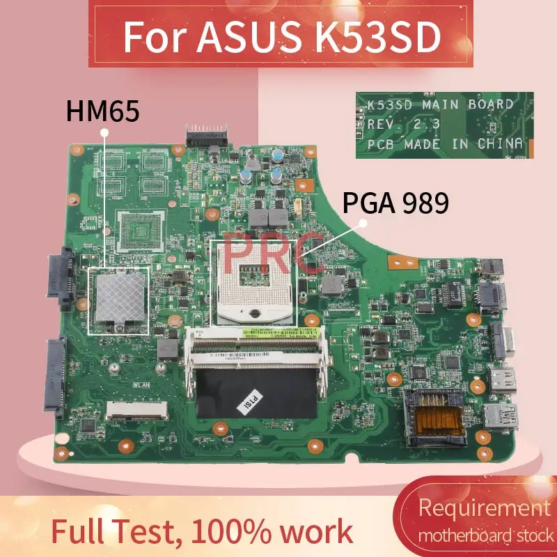 REV 2.3  For ASUS K53SD Notebook Mainboard HM65 DDR3 Laptop Motherboard