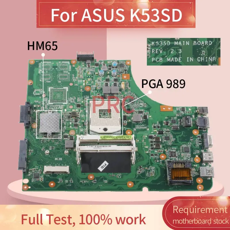 Placa-mãe Hm65 Ddr3 para Notebook Asus K53sd Atualização 2.3 Placa-mãe para notebook
