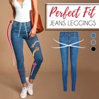 Женские искусственный мех лосины из джинсовой ткани завышенной талией и лифом с эффектом пуш-ап. купальные облегающие брюки; Эластичные узкие брюки; Узкие эластичные штаны размера плюс дамские джеггинсы