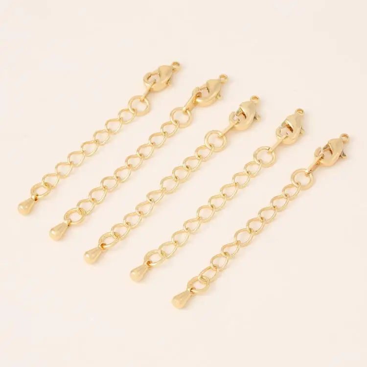 

Hot Copper Plated Extension Chains Bracelet Necklace Buckle DIY Accessories Tail Chain Lobster Clasp Wholesale