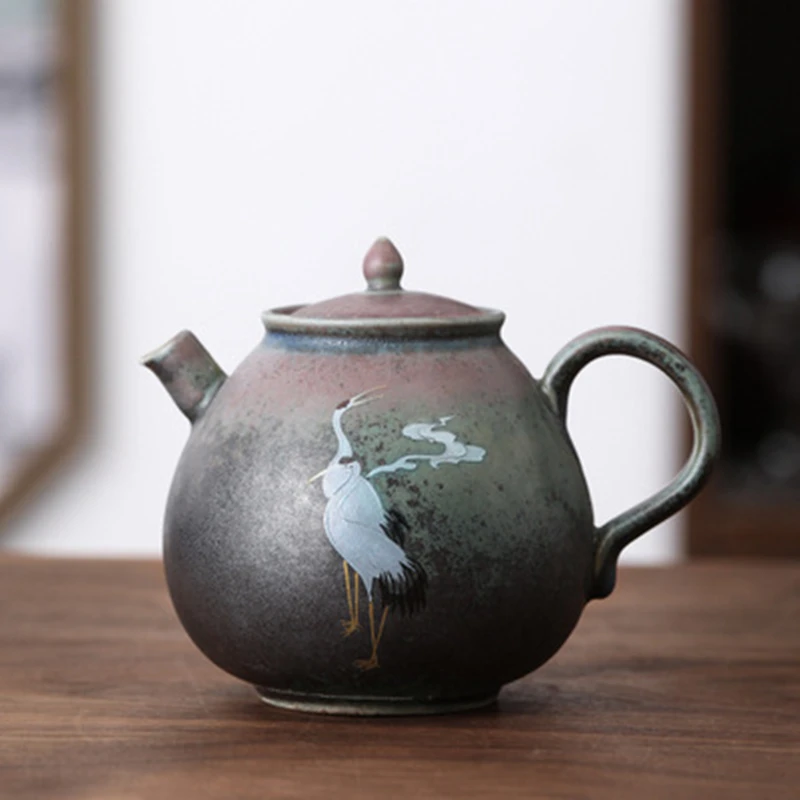 

Rui Crane Cheng Xiang Water Drop Pot Jingdezhen Handmade Retro Chinese Teapot Stoneware Kiln Becomes Radiant Kung Fu Teaset