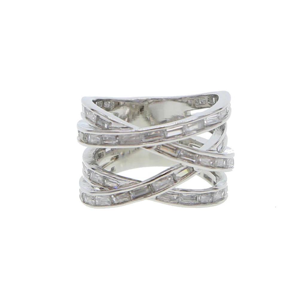 Женское кольцо в стиле панк серебристое элегантное с двойным крестом и