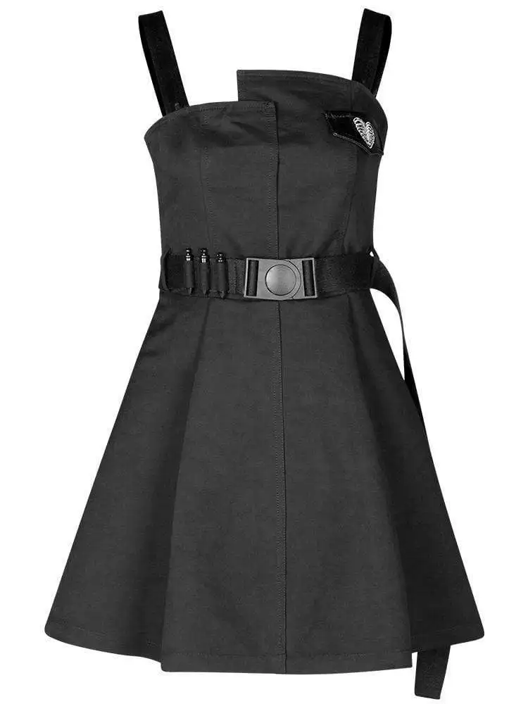 Панк рейв женские готические сердца вышитые аппликации чулок платья с поясом PQ 674