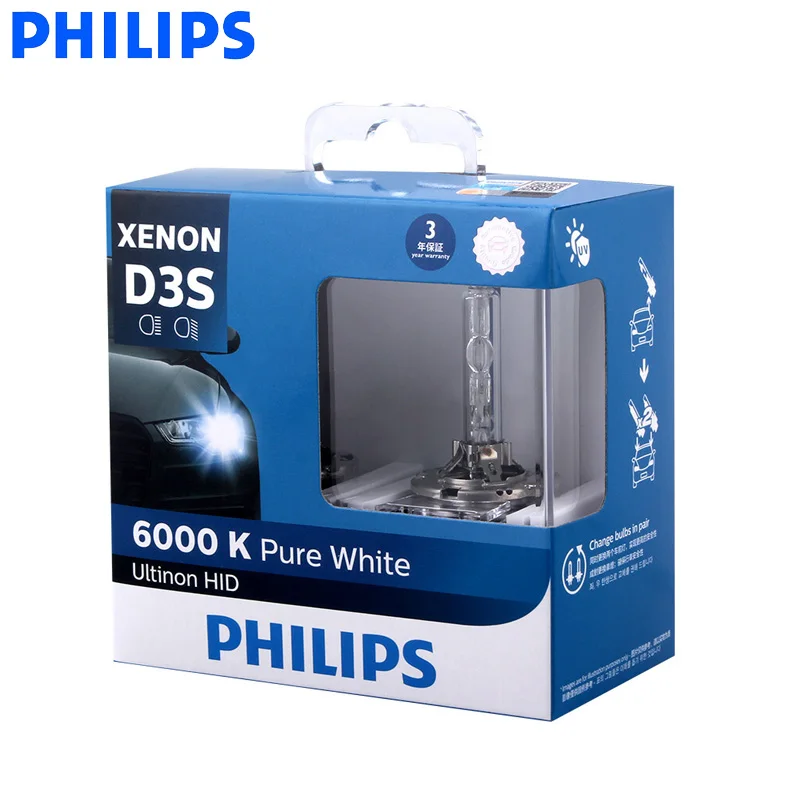 Philips D3S 42403WX 35W Ultinon HID 6000K холодный синий ксеноновый белый светильник автомобильный