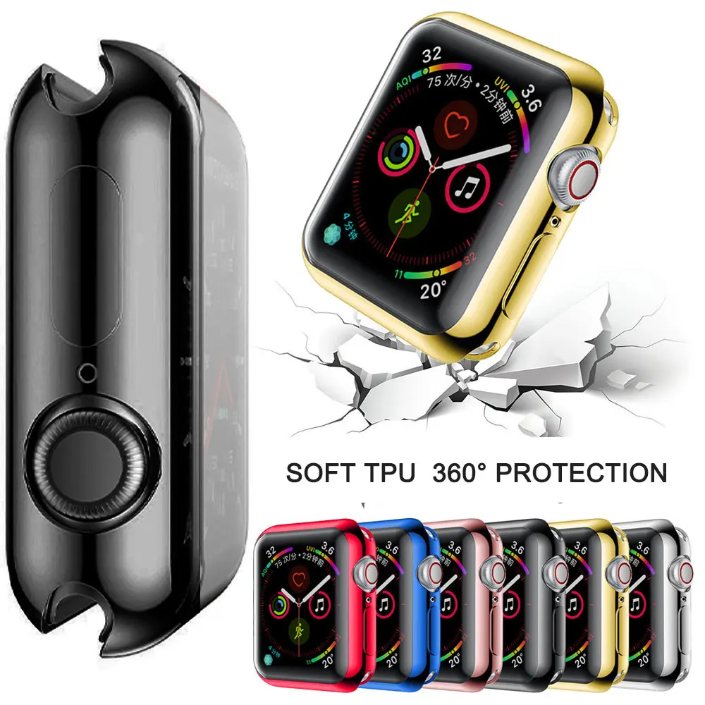 Тонкий ТПУ чехол для экрана Крышка apple Watch Series 5 4 3 2 мягкий прозрачный iWatch Case 40 мм 38