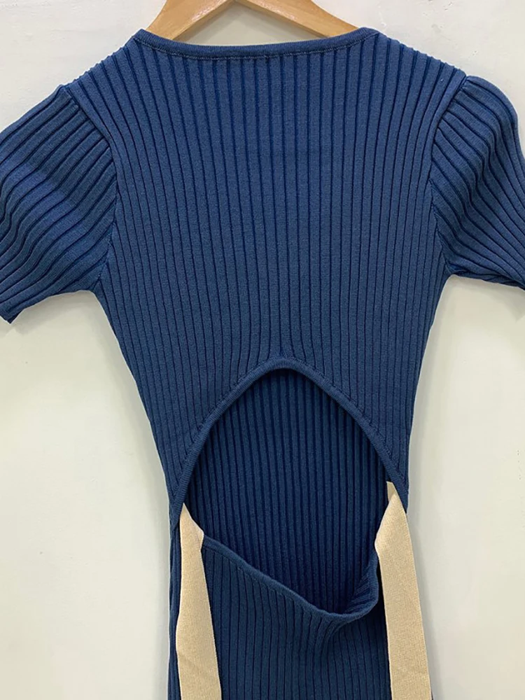 

WTIANYUW Sexy&Club Knitted Women Fashion Dress 2021 Spring Autumn New Solid Sheath Bow Stretch Chic Slim Wild Bodycon Dresses