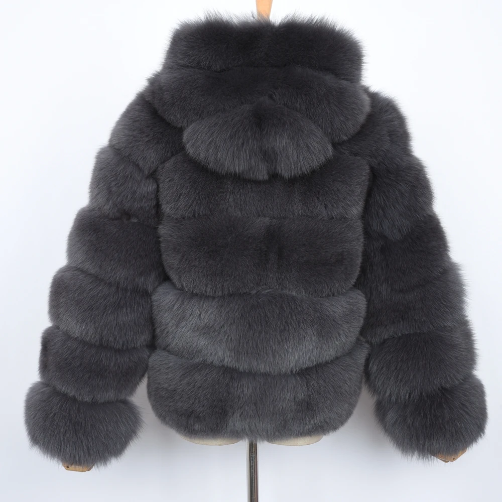Jancoco Max Женские пальто с натуральным лисьим мехом и капюшоном модный стиль Меховая куртка высокого качества Зимняя теплая S7254