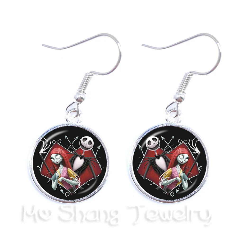 Новинка 2018 серьги Джек Скеллингтон и Салли стеклянный кабошон аксессуары для