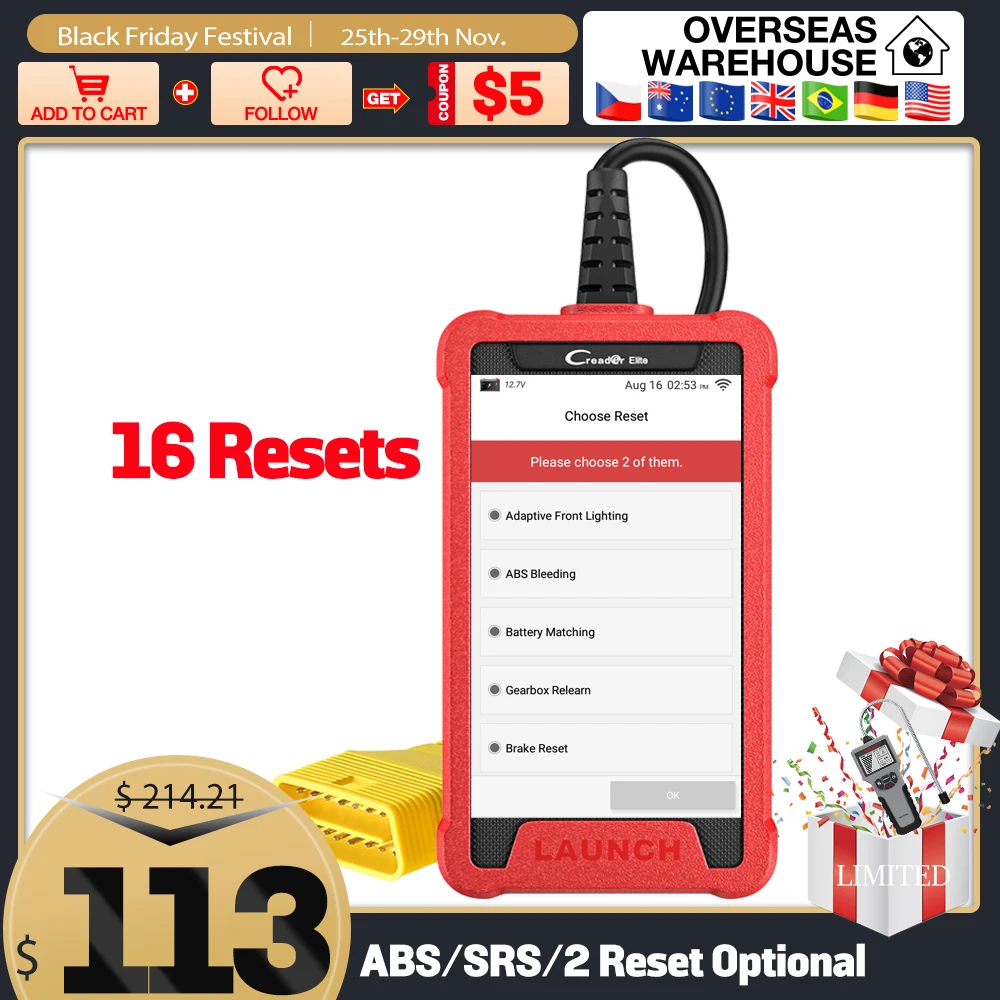 

Сканер LAUNCH CRE202 OBD2, считыватель кодов ABS SRS, масло/IMMO/TPMS/SAS/дроссельная заслонка, 2 функции бесплатного сброса, AutoVIN Creader PK ELM327