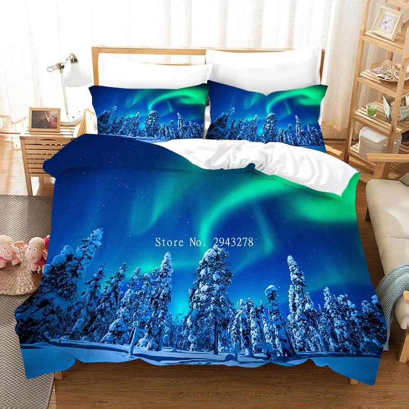 

Bedding Set Colorful Aurora Duvet Quilt Cover Colorful Quilt Cover Bedding Linen Pillowcase King Queen Full Double Home Textile