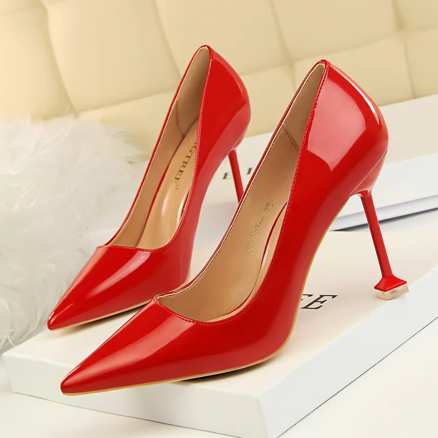 2020 Women 10cm Extreme High Heels Scarpins Female Party Wedding Burgundy Shoes Lady Leather Tacones Slipony Classic Pumps | Обувь