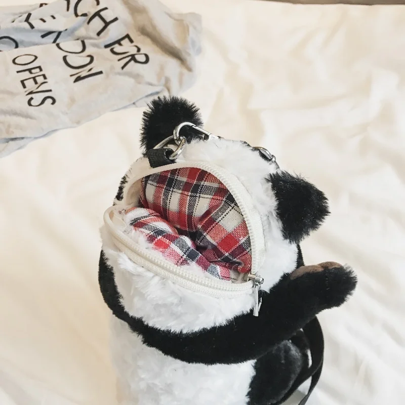 1 Pcs Women's Plush Panda Shoulder Slung Bag Cartoon Cute Fashion Wild Chest Bag
