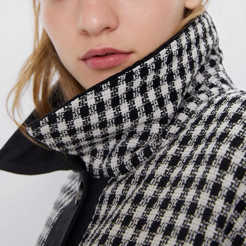 Осенняя клетчатая куртка ZA 2019 модная женская новая модель свободная