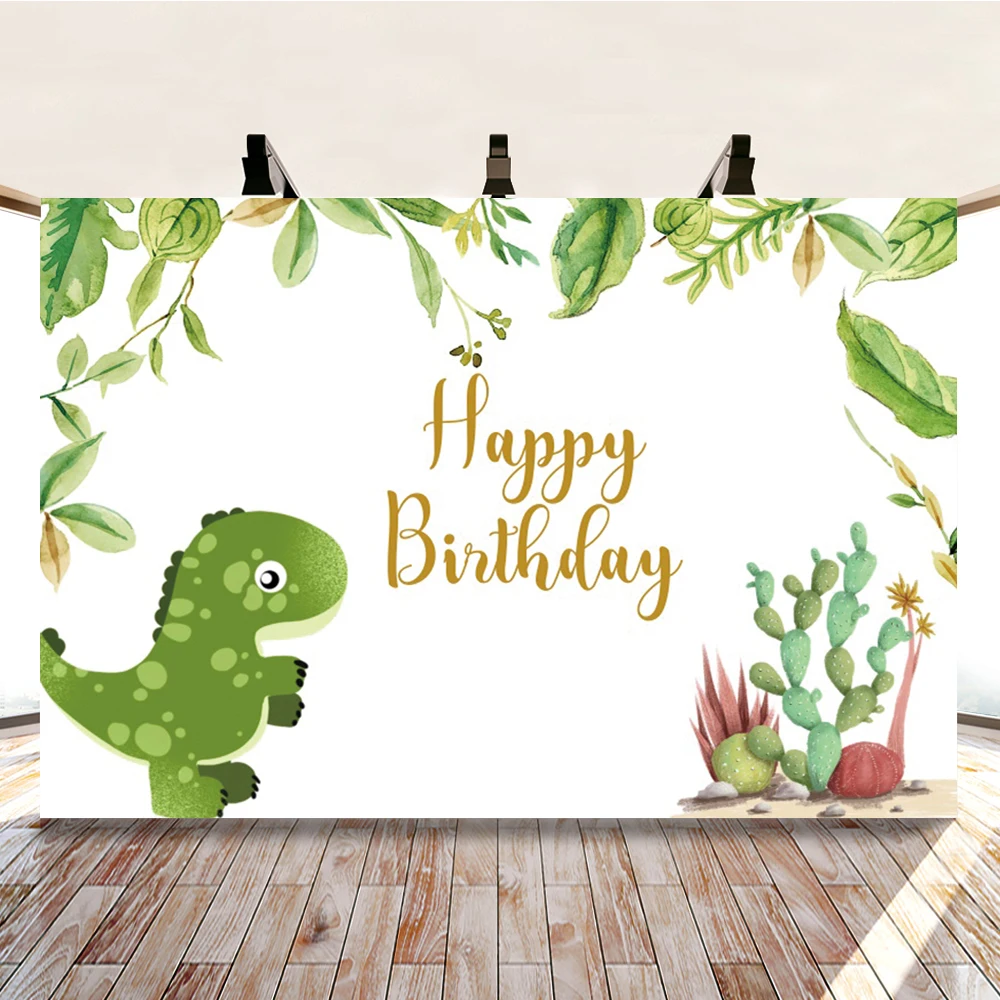 

Yeele Birthday Photocall Cartoon Dinosaur Cactus Photography Backdrop Personalized Photographic Backgrounds For Photo Studio