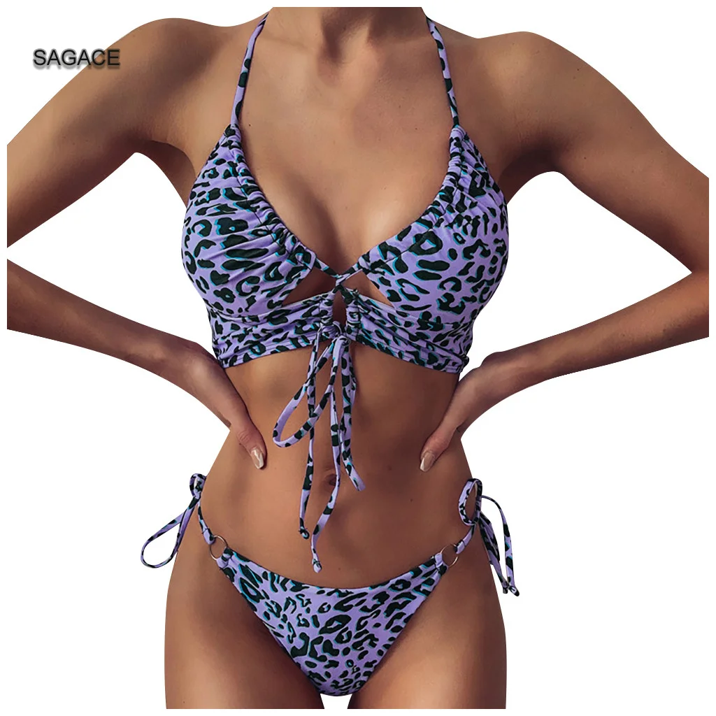 

SAGACE 2pcs Sexy Women Summer Swimwear Bikini Set Bra Tie Side G-String Thong Beach Suit Swimsuit Bathing Suit Swimming Suit A63