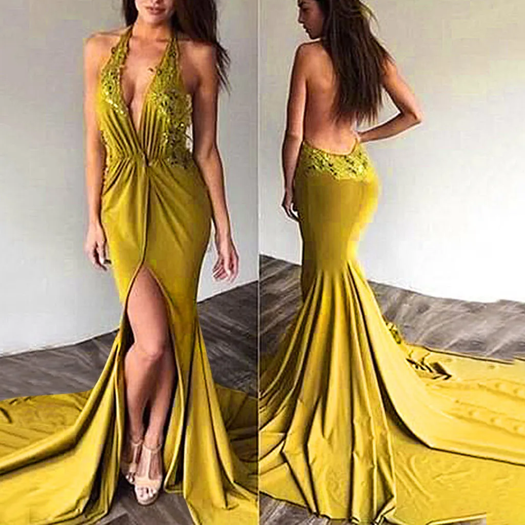 Элегантное женское платье для свадебной вечеринки сексуальное без рукавов с