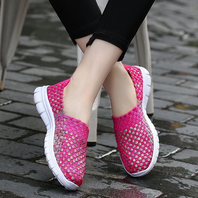 Женские легкие кроссовки FEVRAL повседневная удобная обувь дышащие ручное плетение