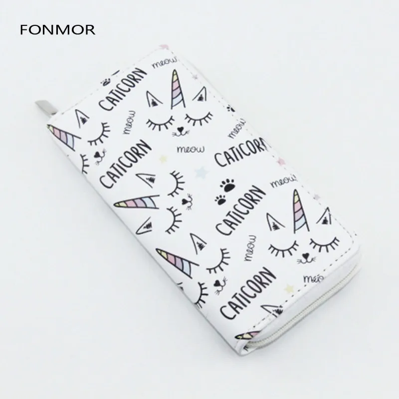 Новое поступление Женский Длинный кошелек с рисунком единорога Длинные кошельки