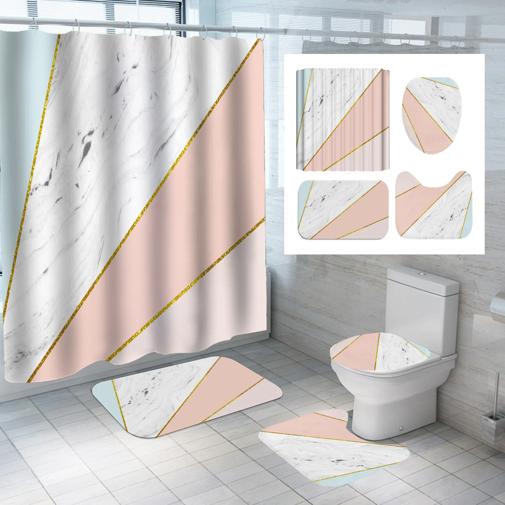Занавеска для душа из полиэстера комплект ванной комнаты с занавеской и