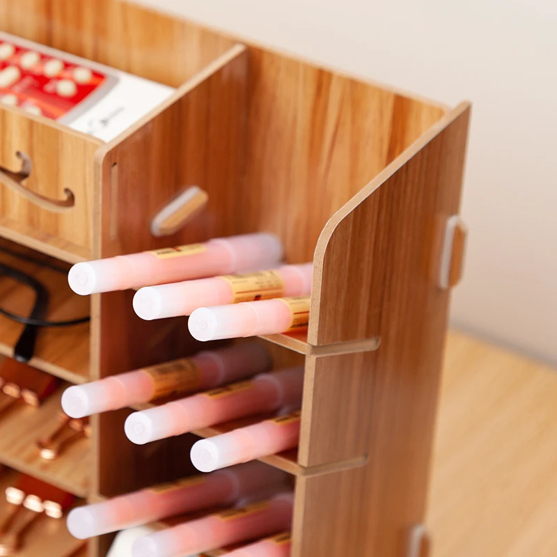 Деревянный Настольный органайзер многофункциональный держатель для ручек и