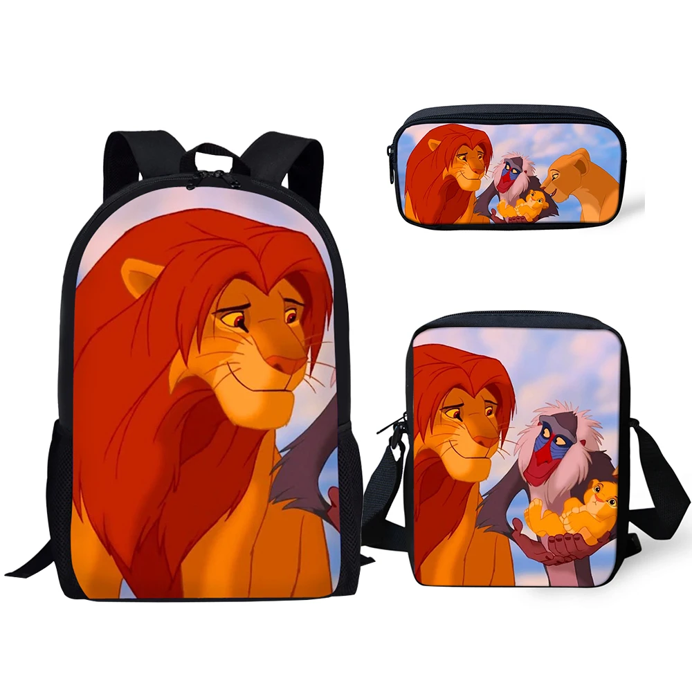 HaoYun Fashion Children's School Backpack The Lion King Pattern Book-Bags Cartoon Anime Design 3PCs/Set Students School Bags
