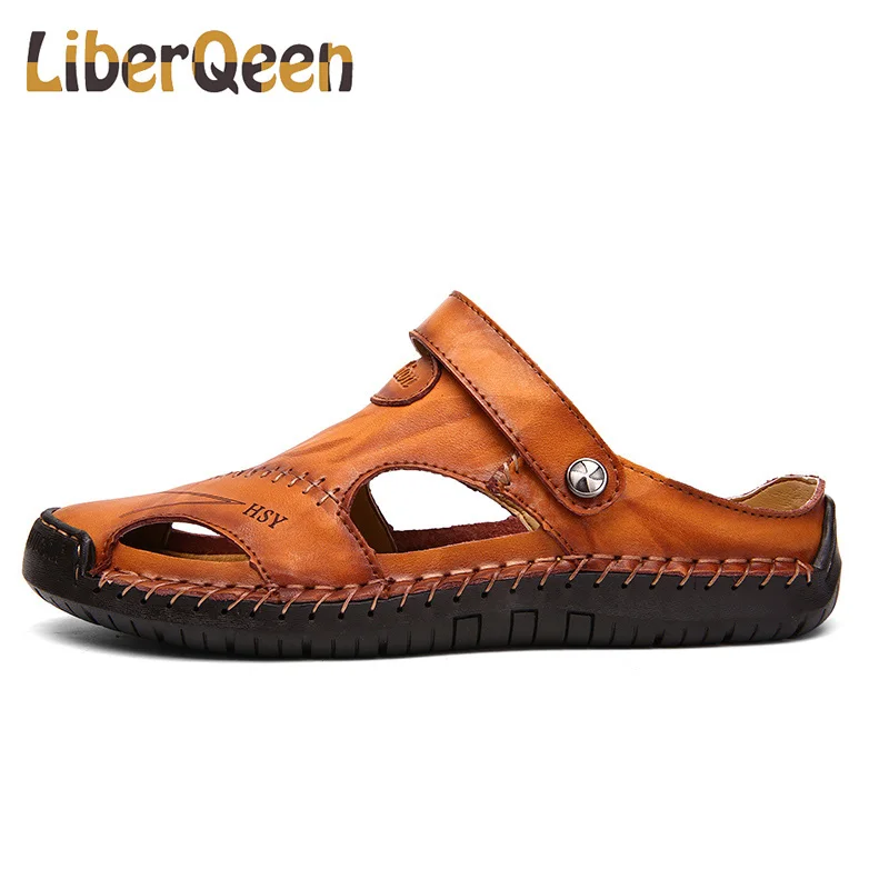LIBERQEEN Summer Sandals Men Leather Classic Roman Slipper Outdoor Sneaker Beach Rubber Flip Flops Water Trekking | Обувь