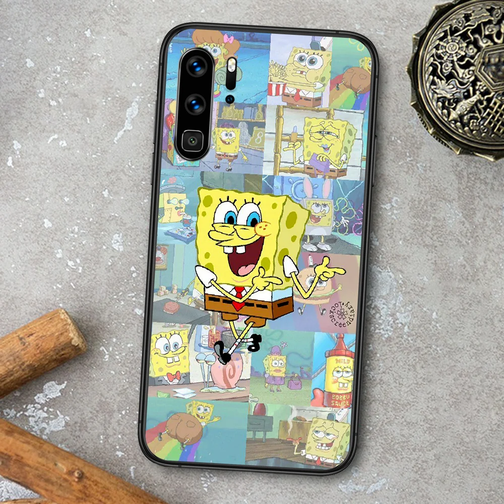 

Sponge Cute Bob Phone Case For Huawei P Mate Smart 10 20 30 40 Lite Z 2019 Pro black Bumper Painting Prime Luxury Etui Silicone