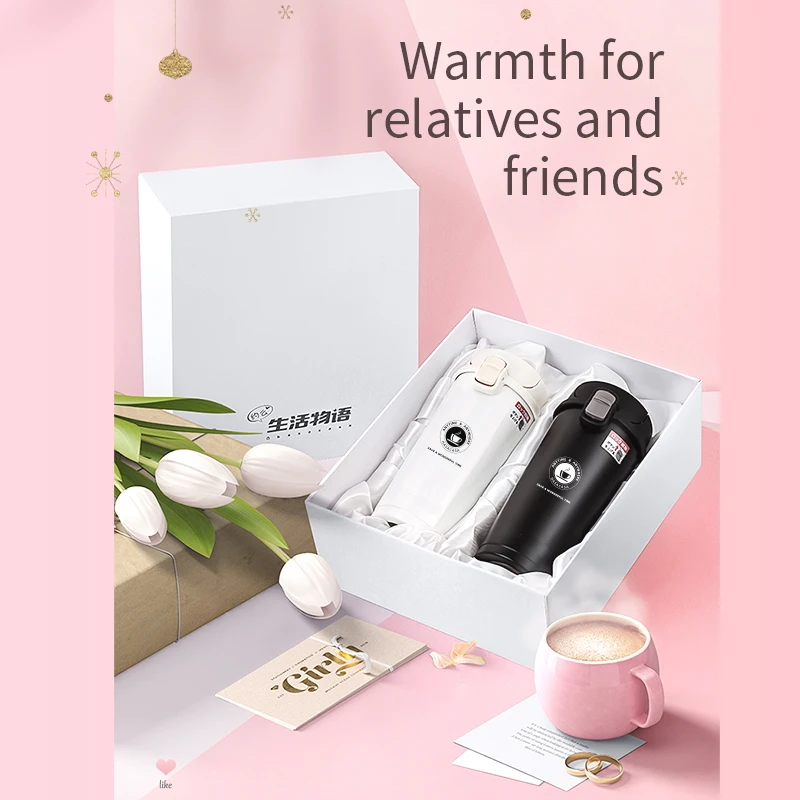 

Hasacasa Coffee Cup Thermos Vacuum Flask Mug Car Portable Simple Large Stainless Steel Water Bottle Gift Box