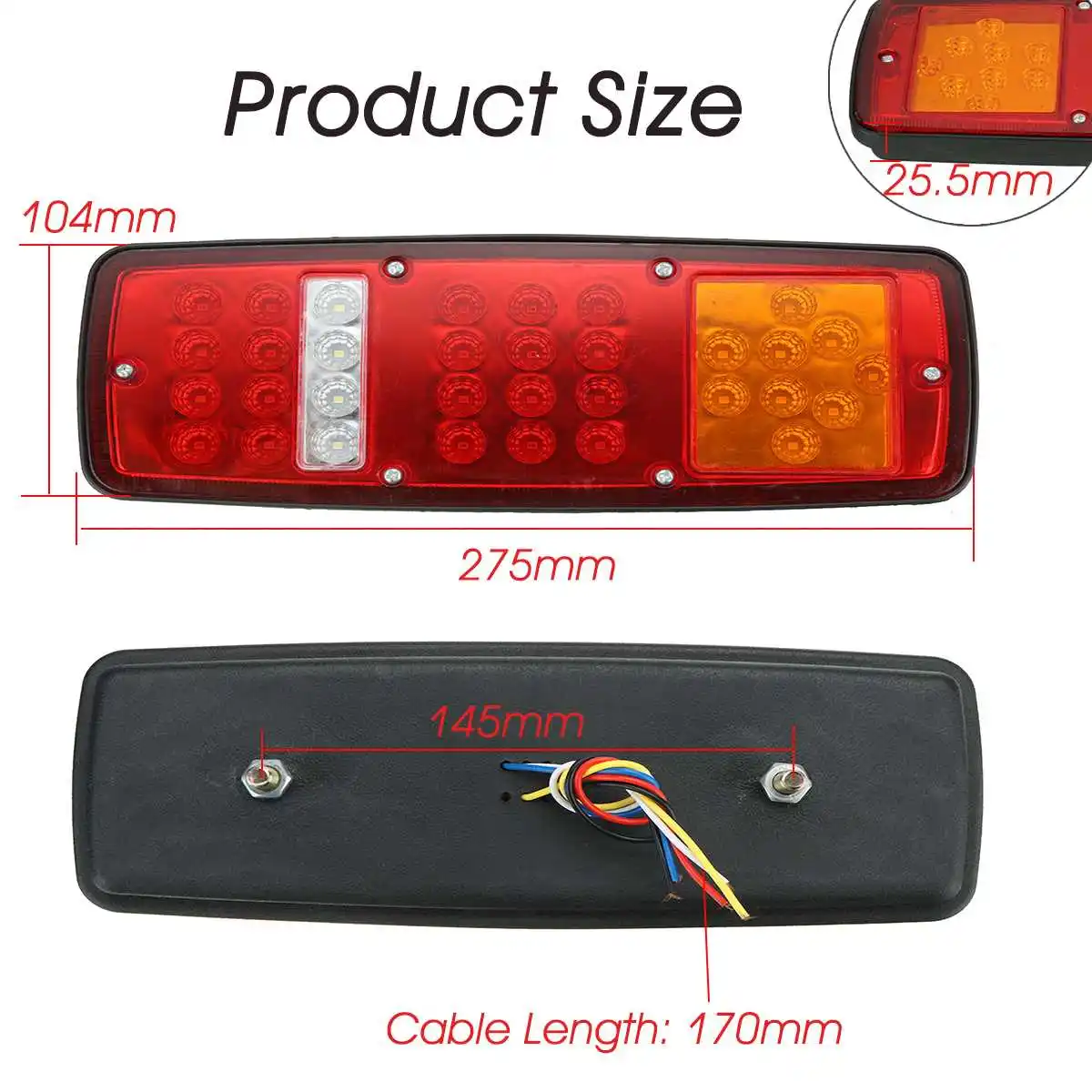 

New 2pcs 24V Waterproof LED Tail Light for Car Truck Trailer ATV Caravan Lorry Rear Brake Light Stop Reverse Lamp Light