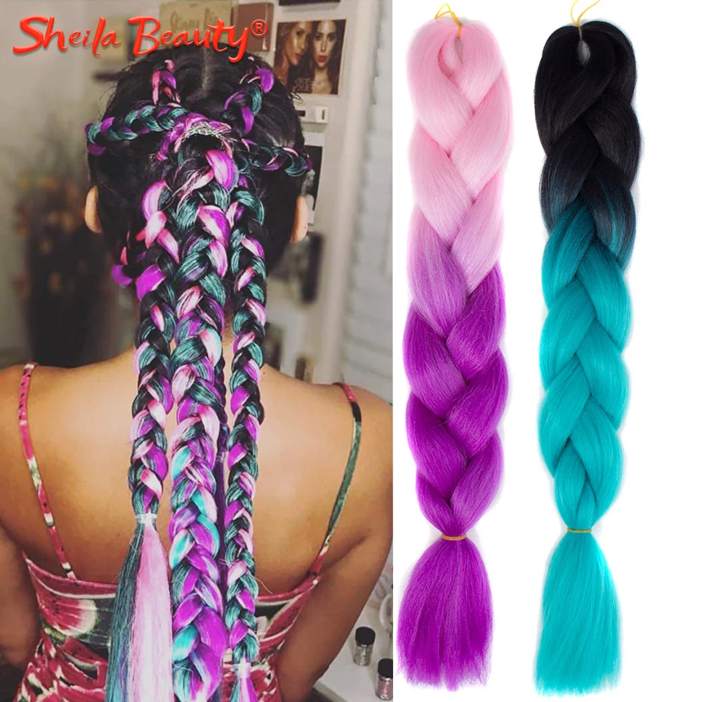 24 дюйма длинные косички Джамбо Омбре плетеные синтетические волосы удлинители
