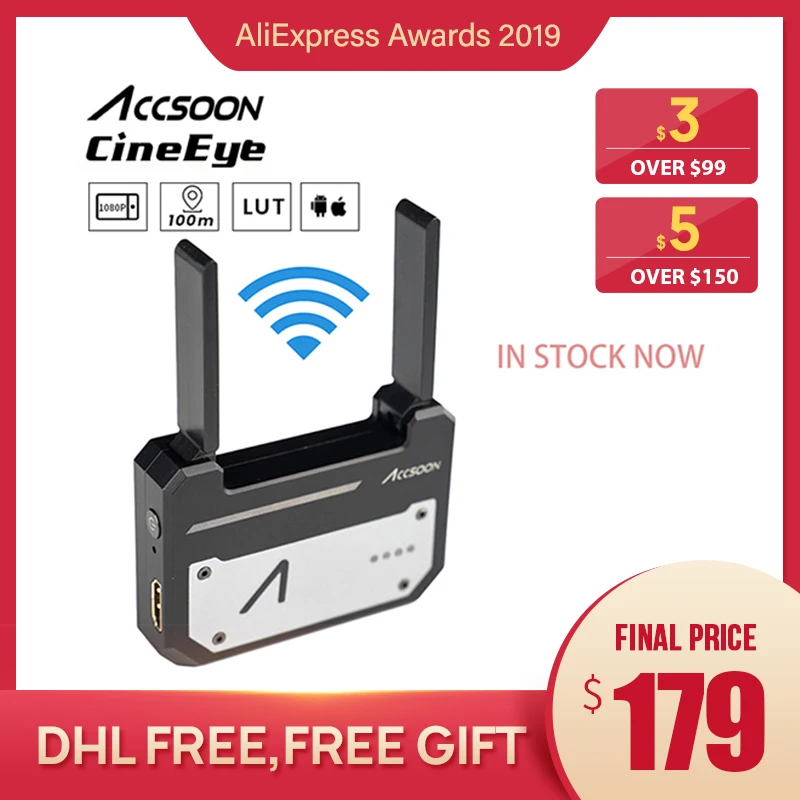 Inlock Accsoon CineEye 1080 p WiFi HDMI передатчик 5G беспроводная передача изображения до 100 м для IOS Android DSLR камеры