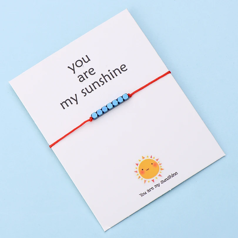 color 14 IYOE Wish Card You Are My Sunshine крошечные бусины браслеты с подвесками для женщин и мужчин геометрические бусины ручной работы красный браслет с нитью подарок - Окраска металла: color 14
