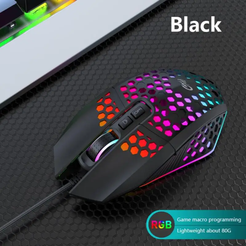 

1pc New X801 7 Buttons USB Wired Hollow Mouse 6 Speed 8000 DPI Adjustable Lighting Gaming Mouse For Computer PC Laptop