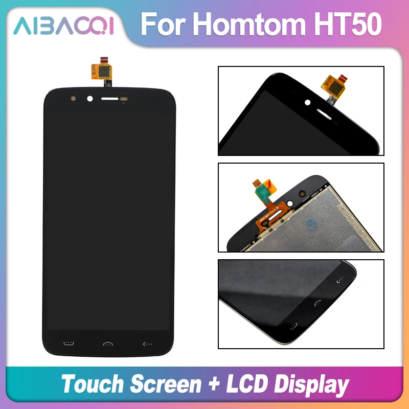AiBaoQi 100% гарантия сенсорный экран 5 дюйма + ЖК дисплей 1280X720 в сборе замена для Homtom