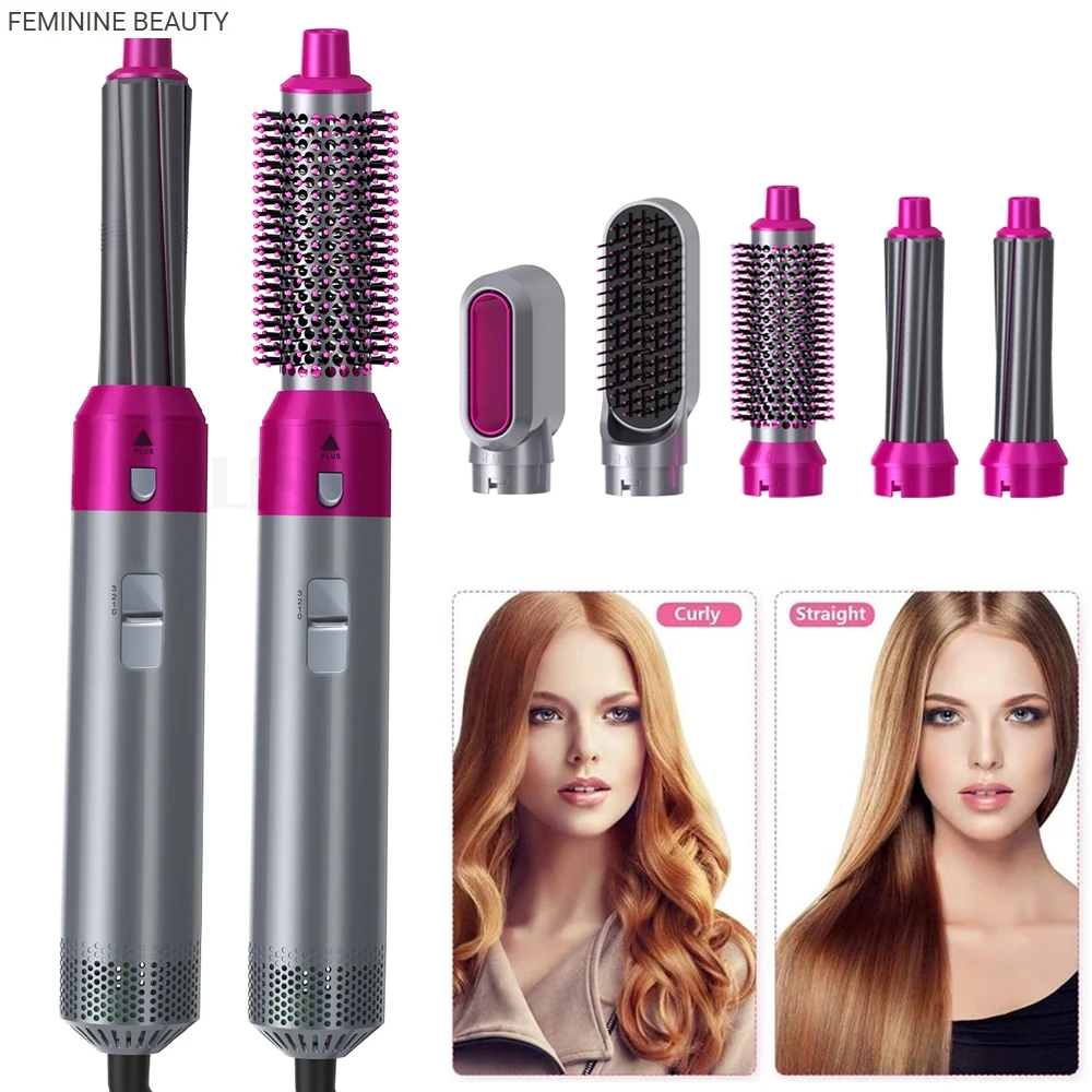 

Hair Curling Wand Hair Dryer 5 In1 Hot Air Styler Comb Detachable Hair Curler Curly Iron Multi Electric Brush Straightener Tools